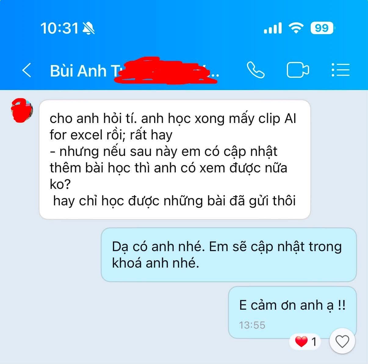 Feedback của học viên khóa AI For Excel
